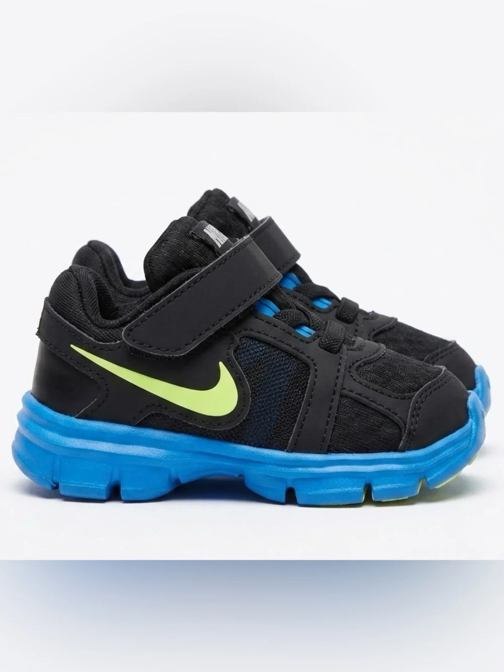 Nike Toddler US 3C Black Blue Green Hook & Loop Sneakers 457031-013